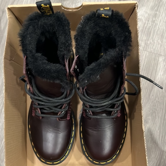 Doc Marten Serena Fur Lined Oxblood Boots - Picture 2 of 9